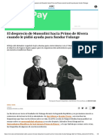 El Desprecio de Mussolini Hacia Primo de Rivera Cuando Le Pidió Ayuda para Fundar Falange