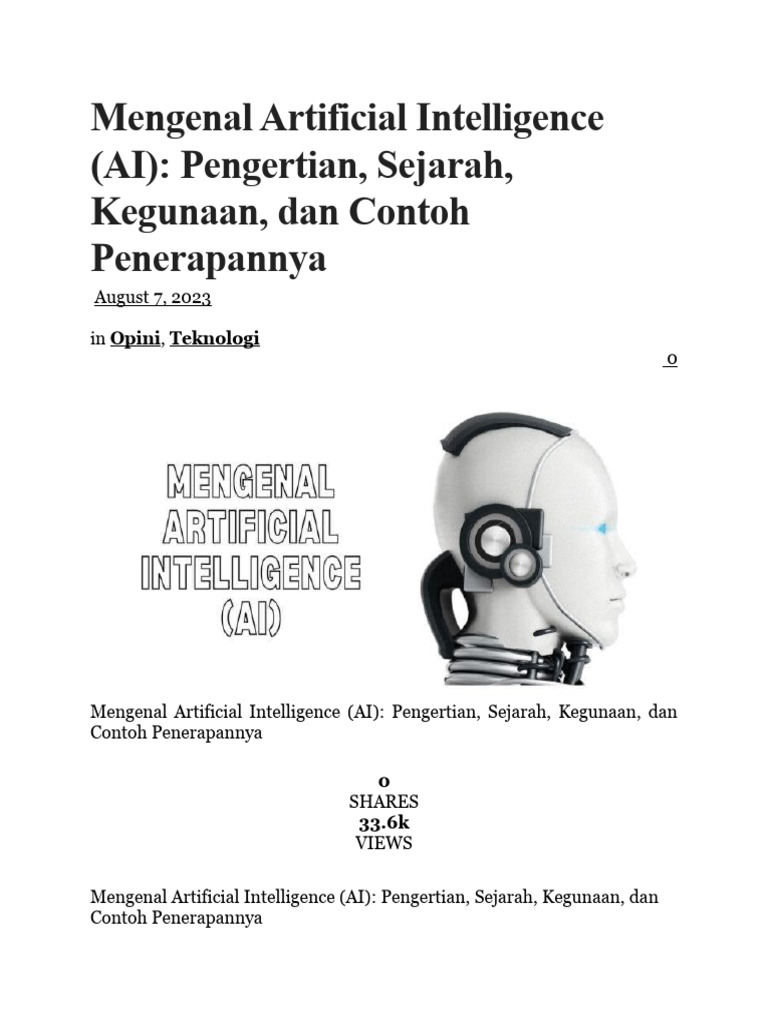 Artikel Maritza Mengenai Mengenal Artificial Intelligence | PDF