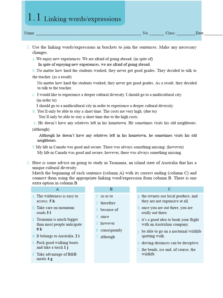 Linking Words COR | PDF