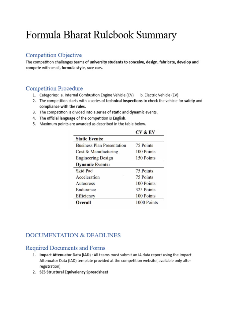 Formula Bharat 2026 Rulebook Overview | PDF | Engineering Design Process