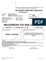 Majchrzak Sylwia Jadwiga: Wynik Badania Grupy Krwi NR 10652/G/23