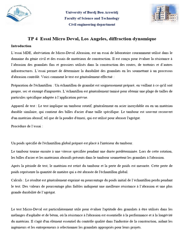 Essai Micro-Deval et Los Angeles | PDF | Béton | Matériaux