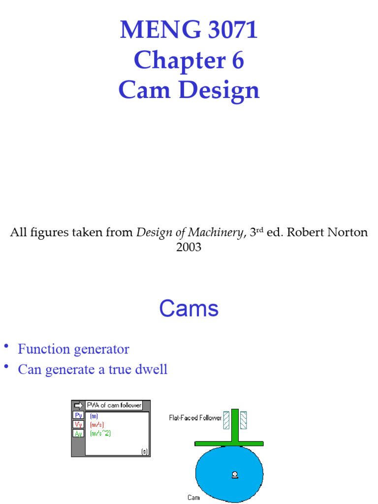 Chapter 06 Cam Design PDF Acceleration Velocity