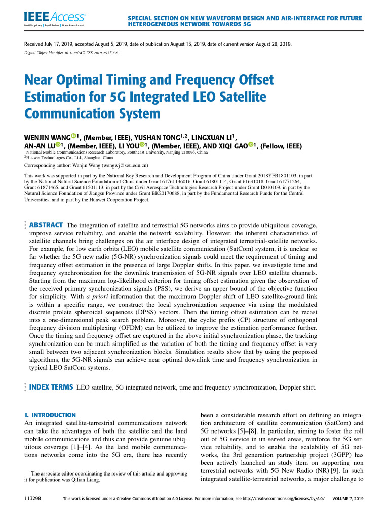 5G Timing & Frequency Sync in LEO SatCom | PDF | Orthogonal Frequency ...