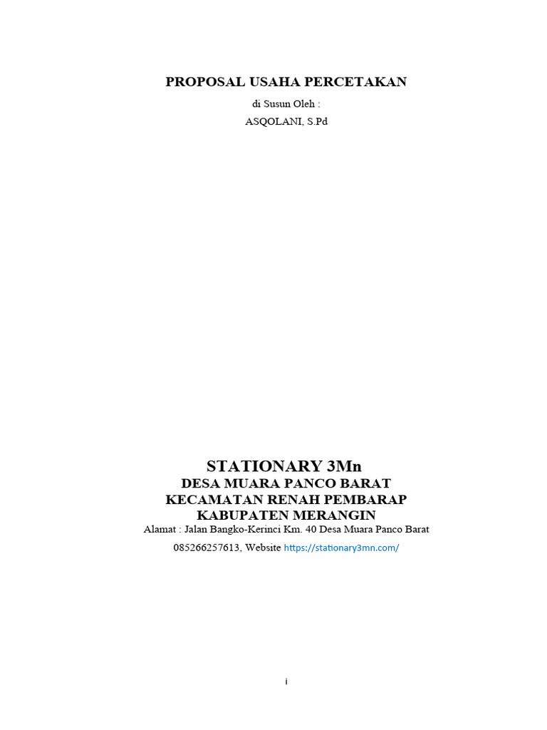 Proposal Usaha Digital Printing 3Mn | PDF | Karier & Perkembangan | Bisnis
