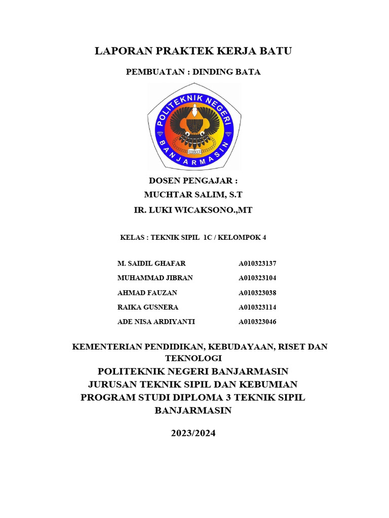 LAPORAN PRAKTEK KERJA BATU Kel 4 | PDF