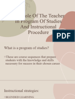 The Role of The Teacher in Program of