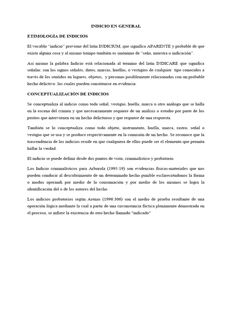 Indicio En General Pdf Experiencia Inferencia