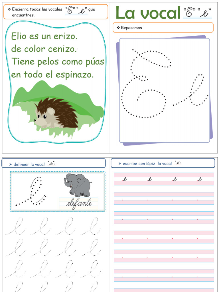 Actividades para la Vocal E en Preescolar | PDF | Artes del Lenguaje y ...