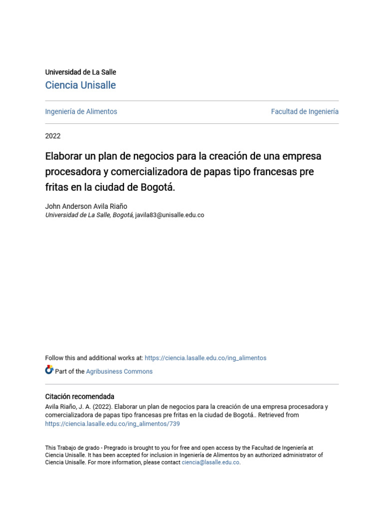 Elaborar Un Plan de Negocios para La Creación de Una Empresa Proc | PDF ...