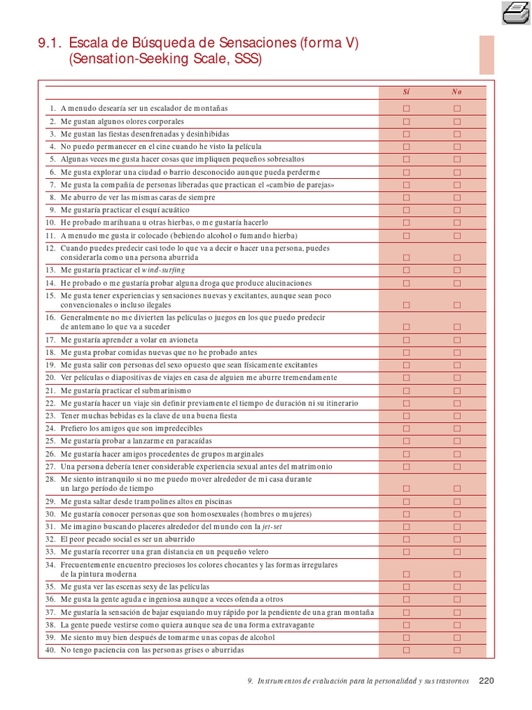 Escala de Búsqueda de Sensaciones SSS | PDF