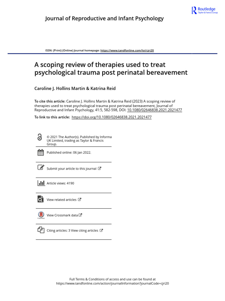 A Scoping Review of Therapies Used To Treat Psychological Trauma Post ...