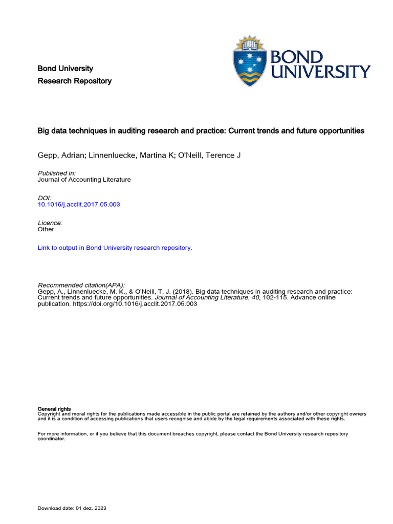 JAL Big Data Auditing Submitted Version Free To Share | PDF | Financial ...