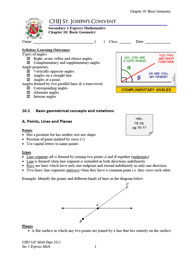Math Notes PDF Line (Geometry) Angle