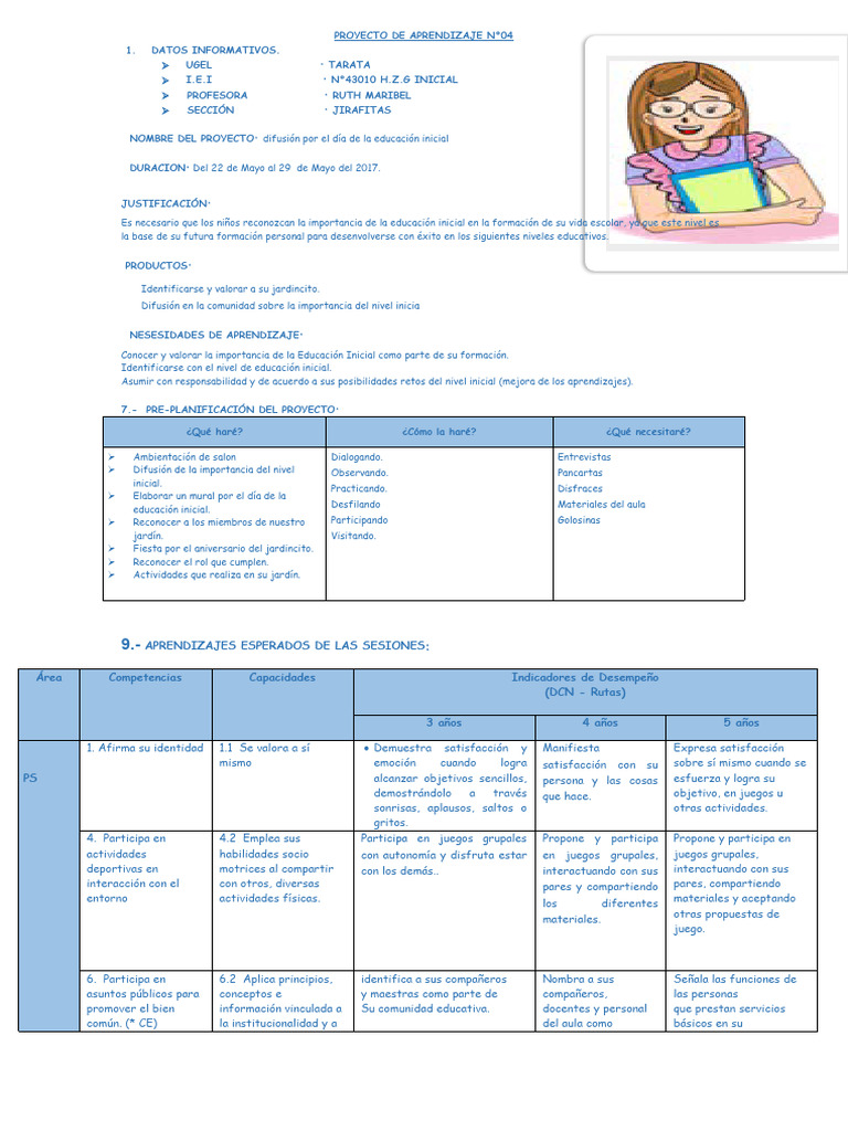 Proyecto de Aprendizaje Inicial 2025 | PDF | Educación de la primera ...