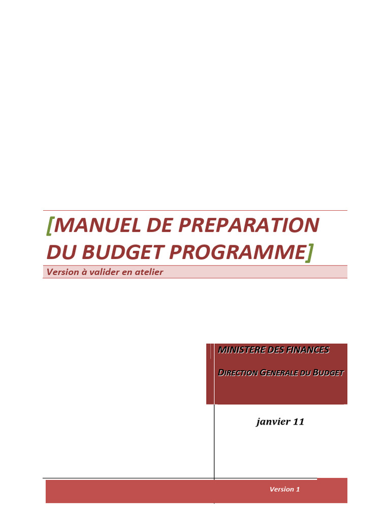 Manuel de préparation du budget programme | PDF | Budget | Crédit