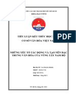 Tiểu luận Cơ sở văn hóa Việt Nam - Những yếu tố tác động và tạo nên đặc trưng văn hóa của vùng Tây Nam Bộ - 1429486