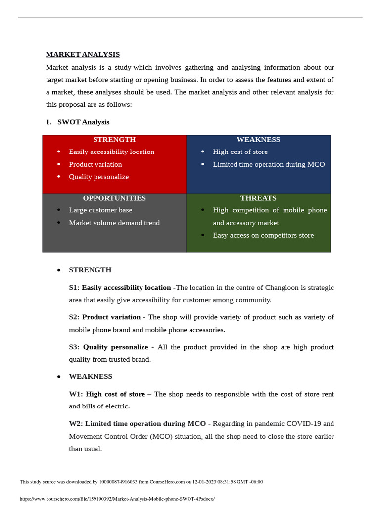 Market Analysis Mobile Phone SWOT 4Ps | PDF | Retail | Brand