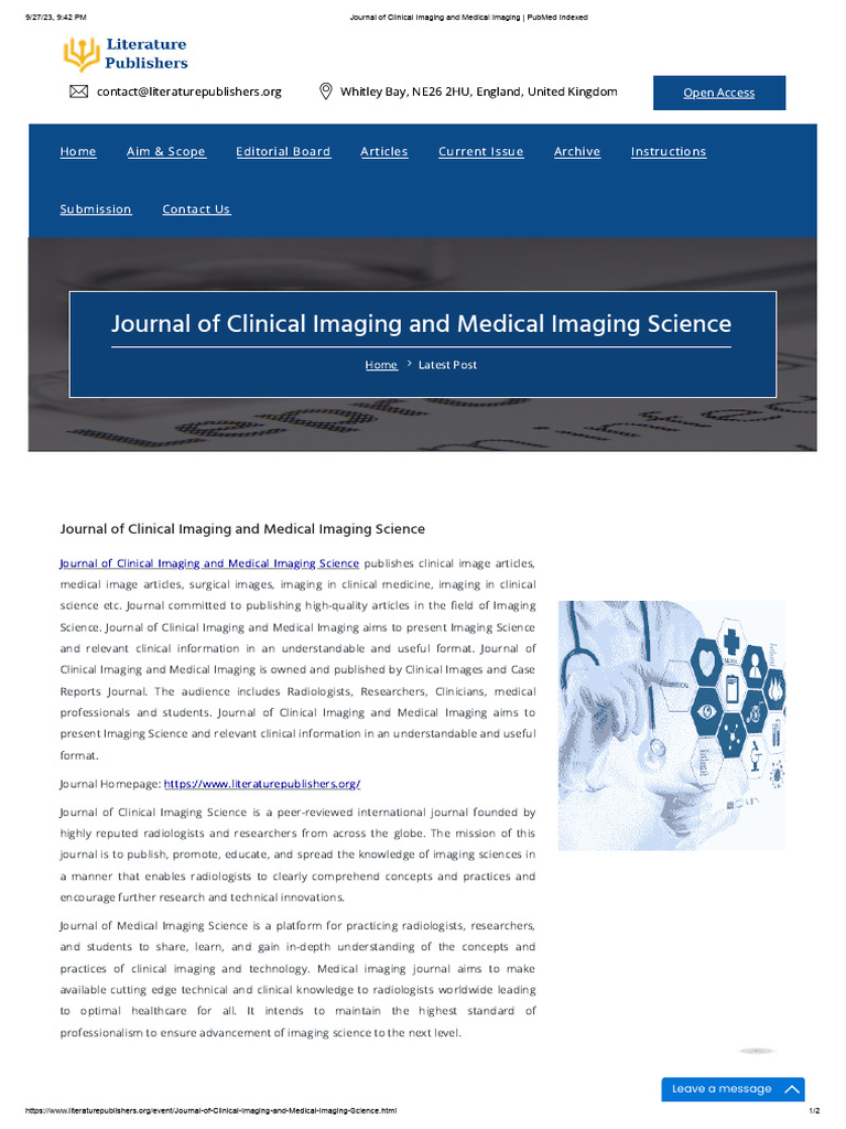 Journal of Clinical Imaging | PDF | Medical Imaging | Academic Journal