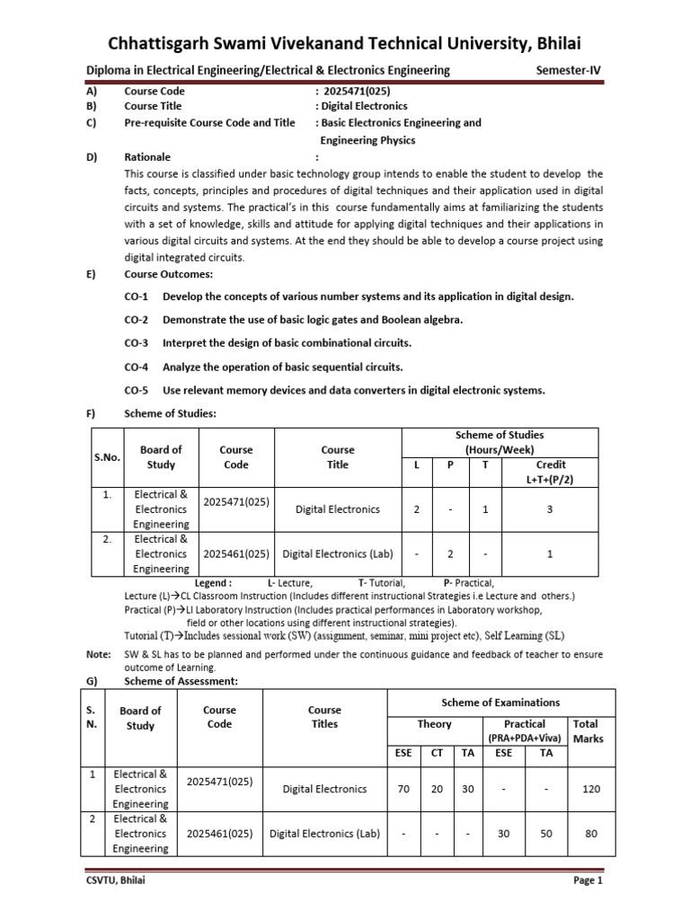 Electrical Engineering Course Overview | PDF | Read Only Memory ...