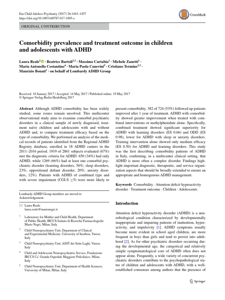 Comorbidity Prevalence and Treatment in Children and