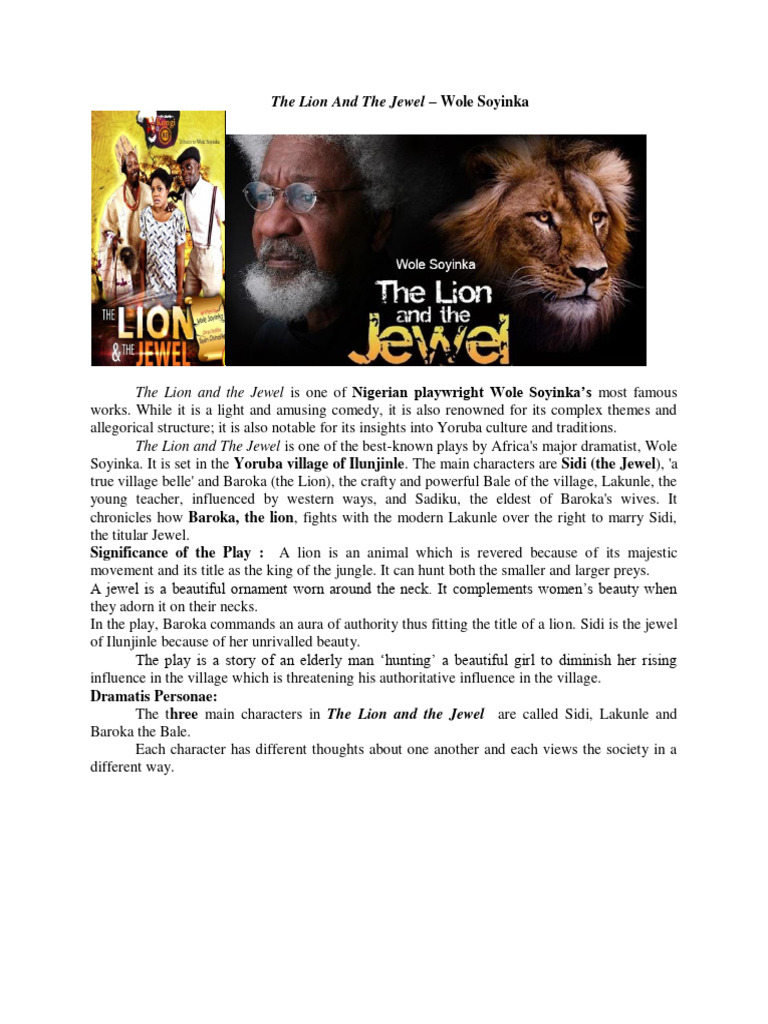 LiteratureThe Lion and The Jewel by Wole Soyinka
