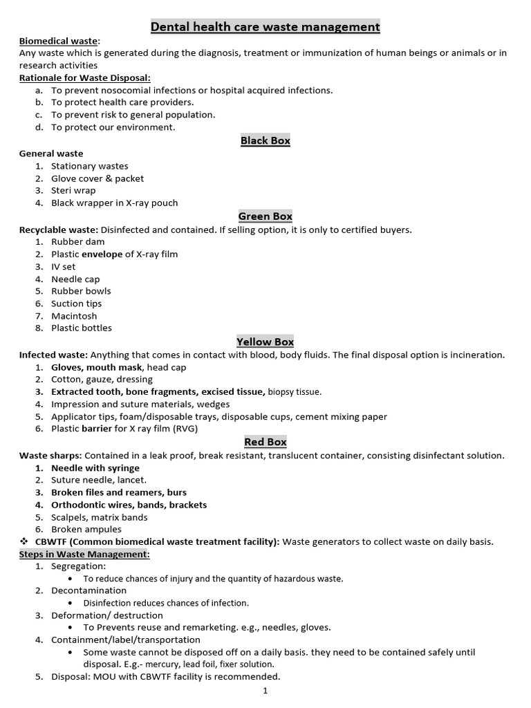 Dental Waste Management PDF Waste Waste Management