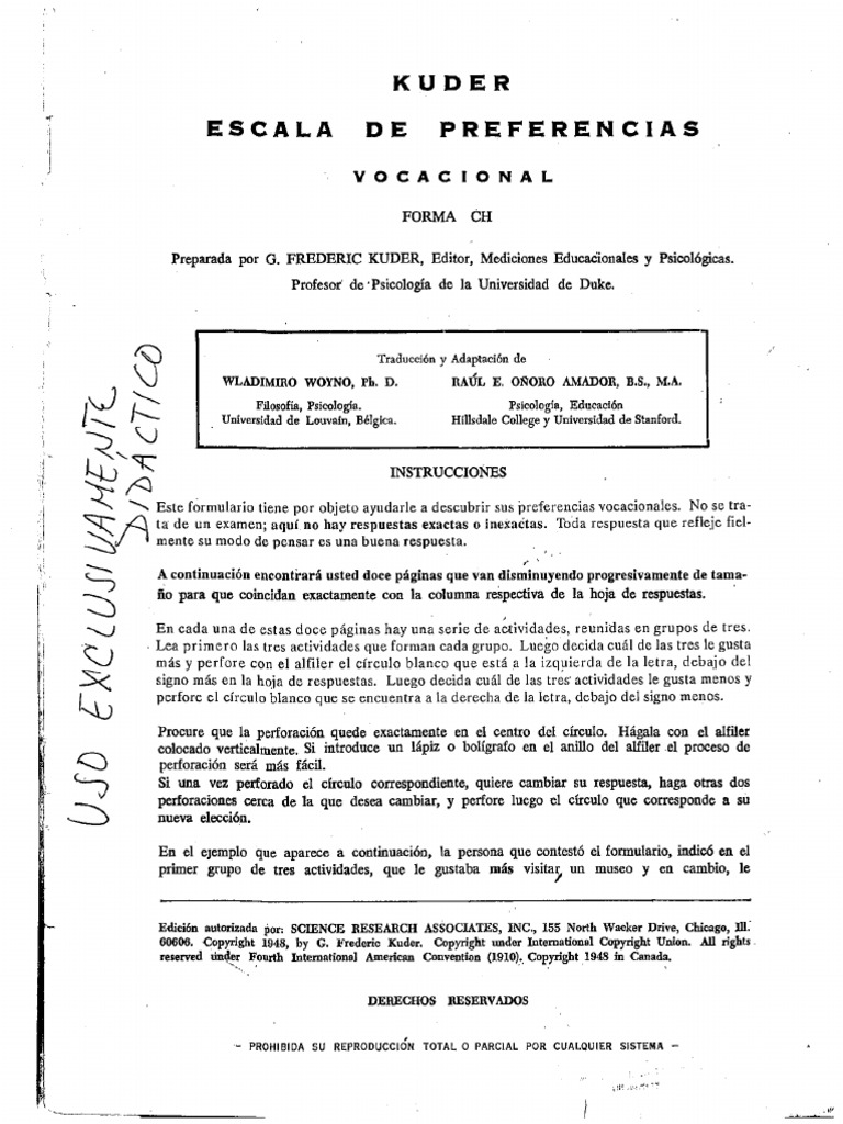 KUDER Cuestionario | PDF