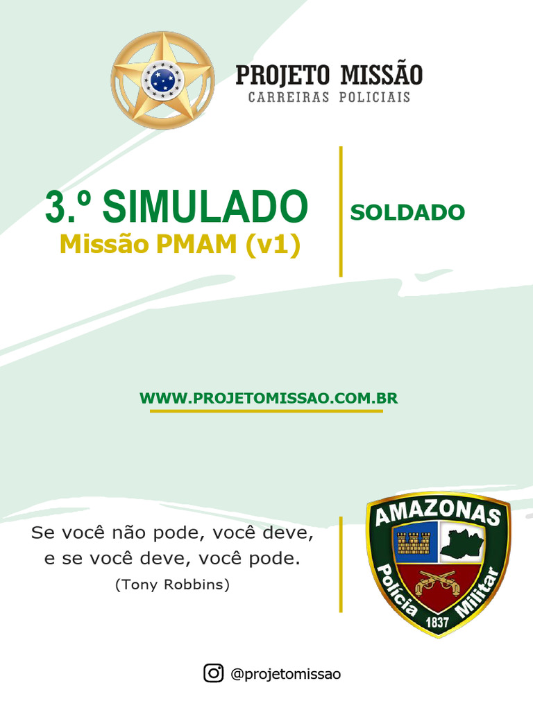 03-Simulado Missao Pmam V1 Soldado | PDF | Armazenamento de dados de ...