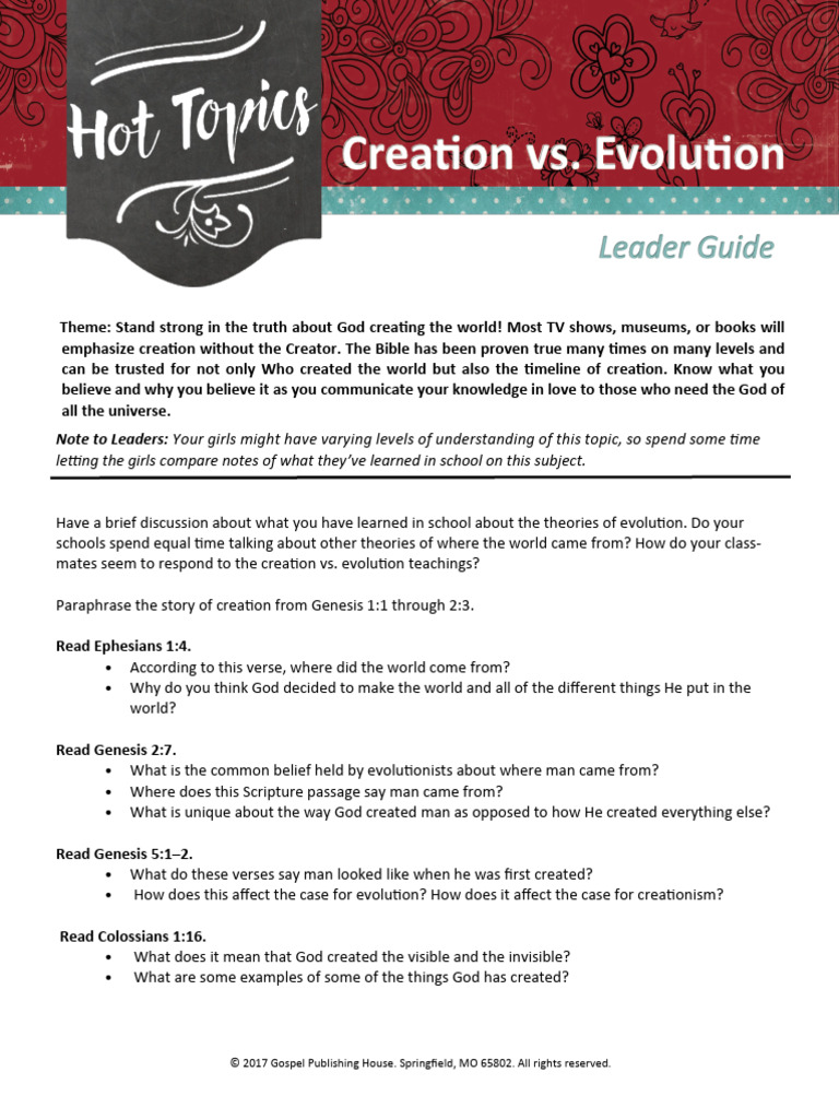 Creation Vs Evolution | PDF | Creationism | God