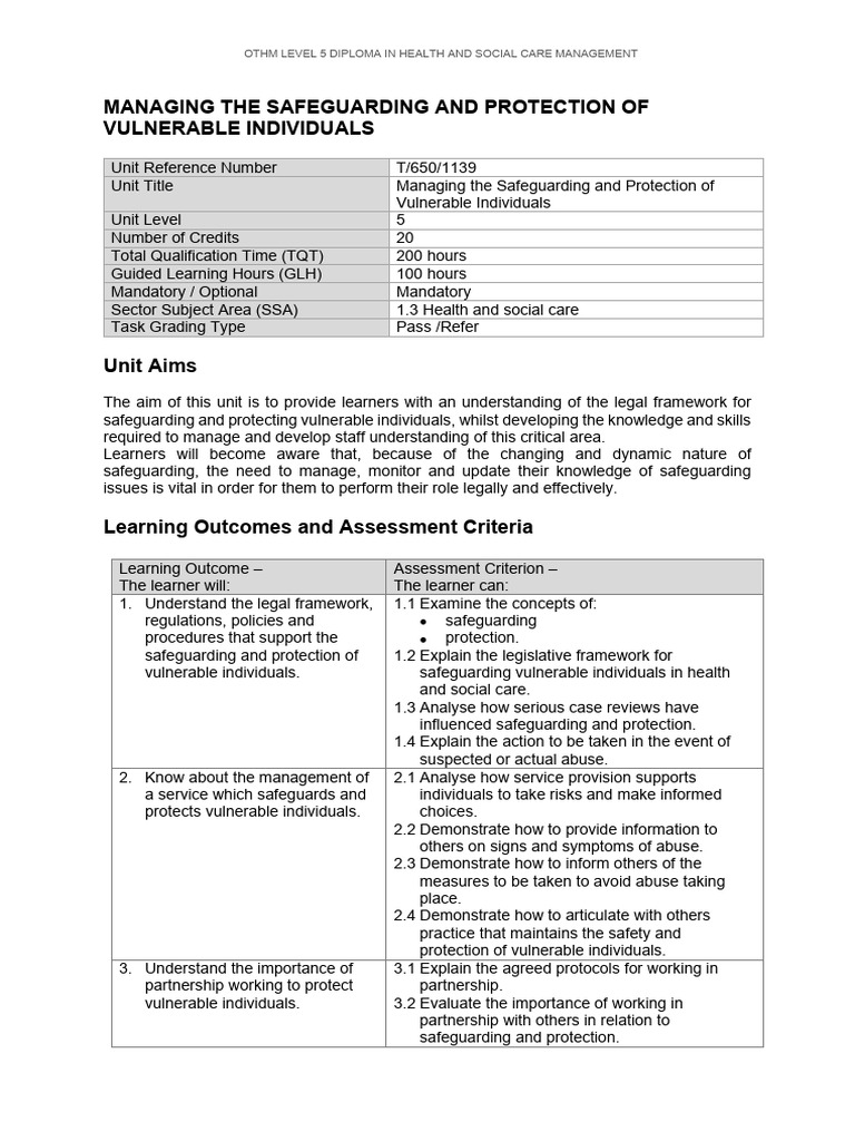 Safeguarding Vulnerable Individuals Management | PDF | Social Work ...