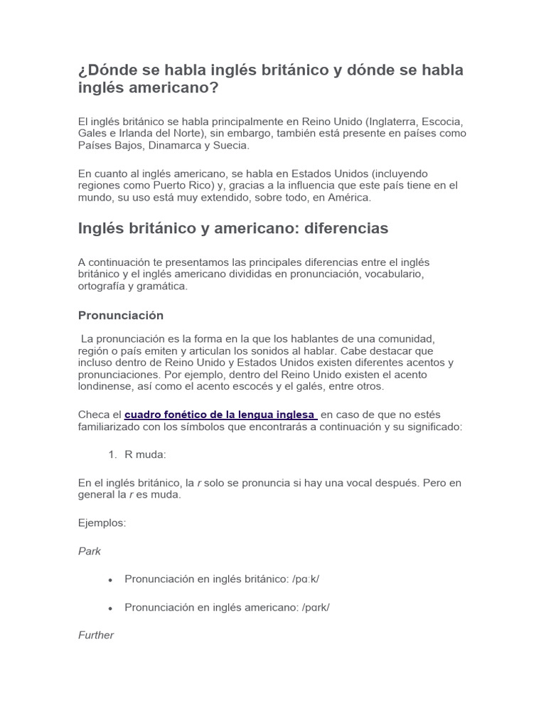Dónde Se Habla Inglés Británico y Dónde Se Habla Inglés