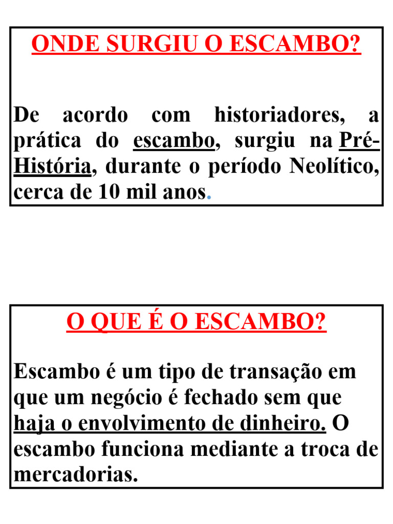 Origem e Definição do Escambo | PDF | Ciências Sociais
