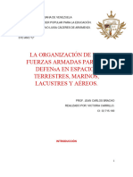 La Organización de Las Fuerzas Armadas para La Defenza en Espaciós Terrestres, Marinos, Lacustres y Aereos.