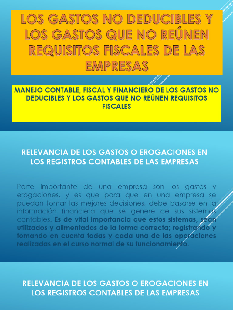 Manejo de Gastos No Deducibles en Empresas | PDF | Contabilidad ...