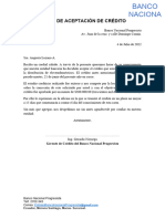 Carta de Aceptacion Del Credito