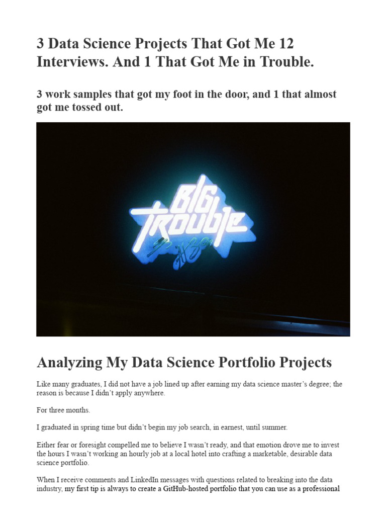 Data Science Portfolio Insights | PDF | Data | Linked In
