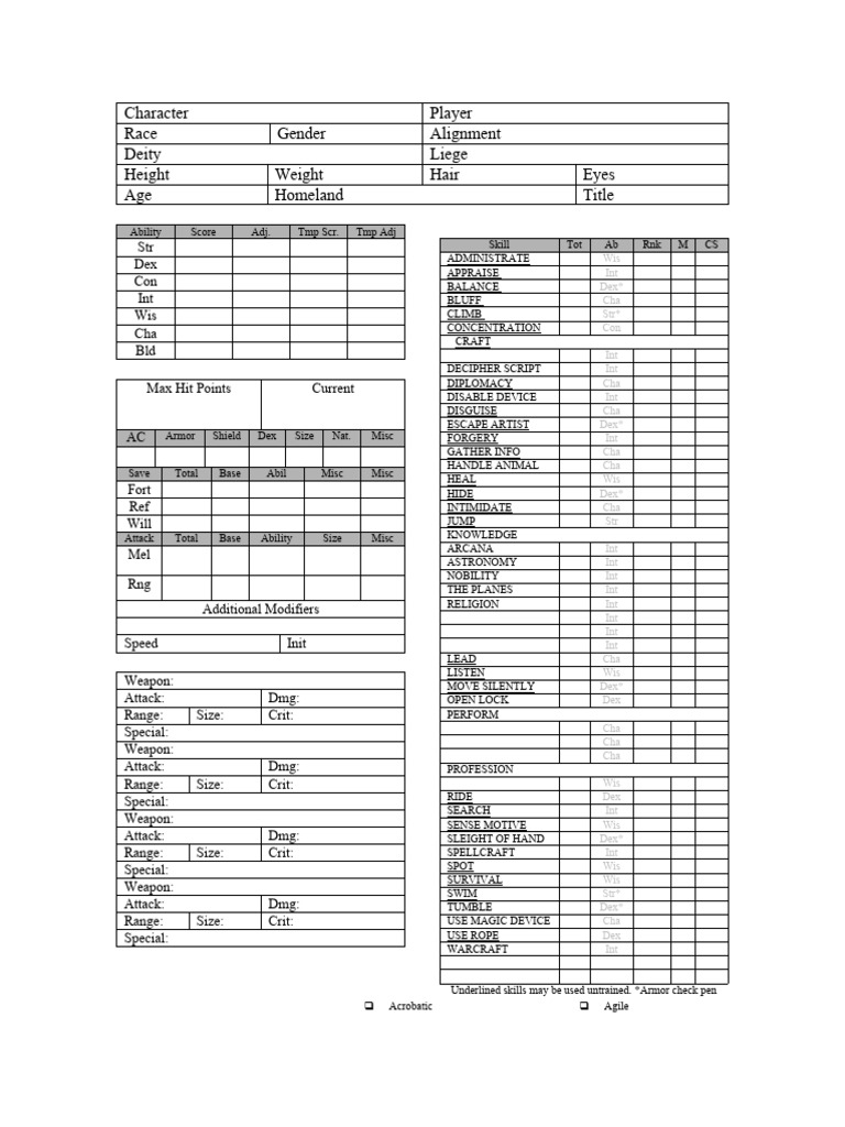Sheets Lord Swordcrest Birthright Character Sheet (14613) | PDF