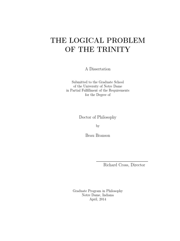 Resolving the Trinity's Logical Problem | PDF | Logic | Logical Consequence