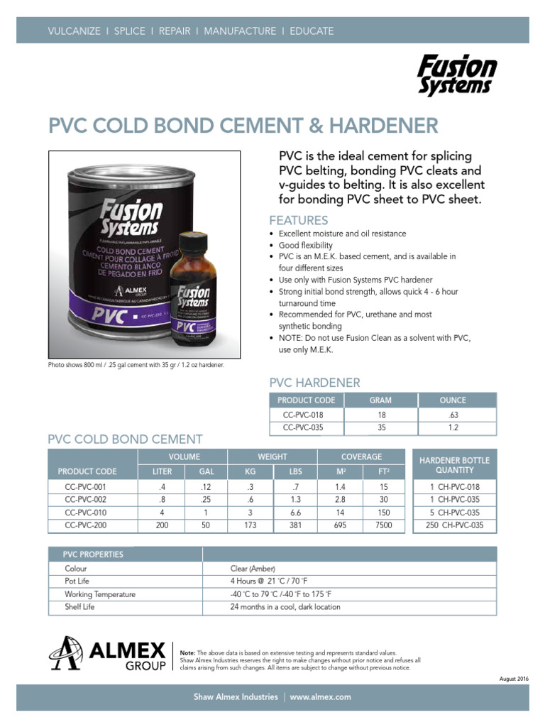 PVC Cold Bond Cement & Hardener PDF Polyvinyl Chloride Chemical