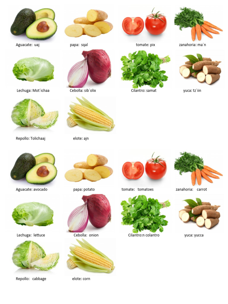 Verduras Pocoman e Ingles Aguacate, Papa | PDF