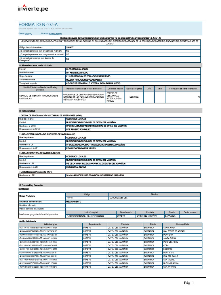 Formato 7a | PDF | Creación de capacidad | Tasa interna de retorno