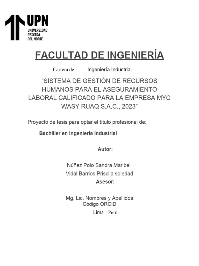 Gestión de Recursos Humanos en MyC Wasy Ruaq S.A.C. | PDF | Gestión de ...