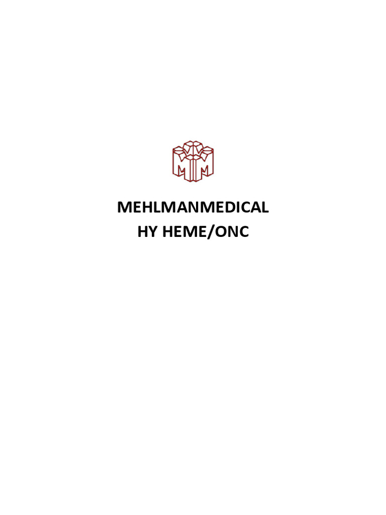 HY Heme - Onc | PDF | Coagulation | Medical Specialties