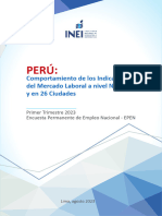 Perú - Comportamiento de Los Indicadores Del Mercado Laboral A Nivel Nacional y en 26 Ciudades - I Trimestre 2023