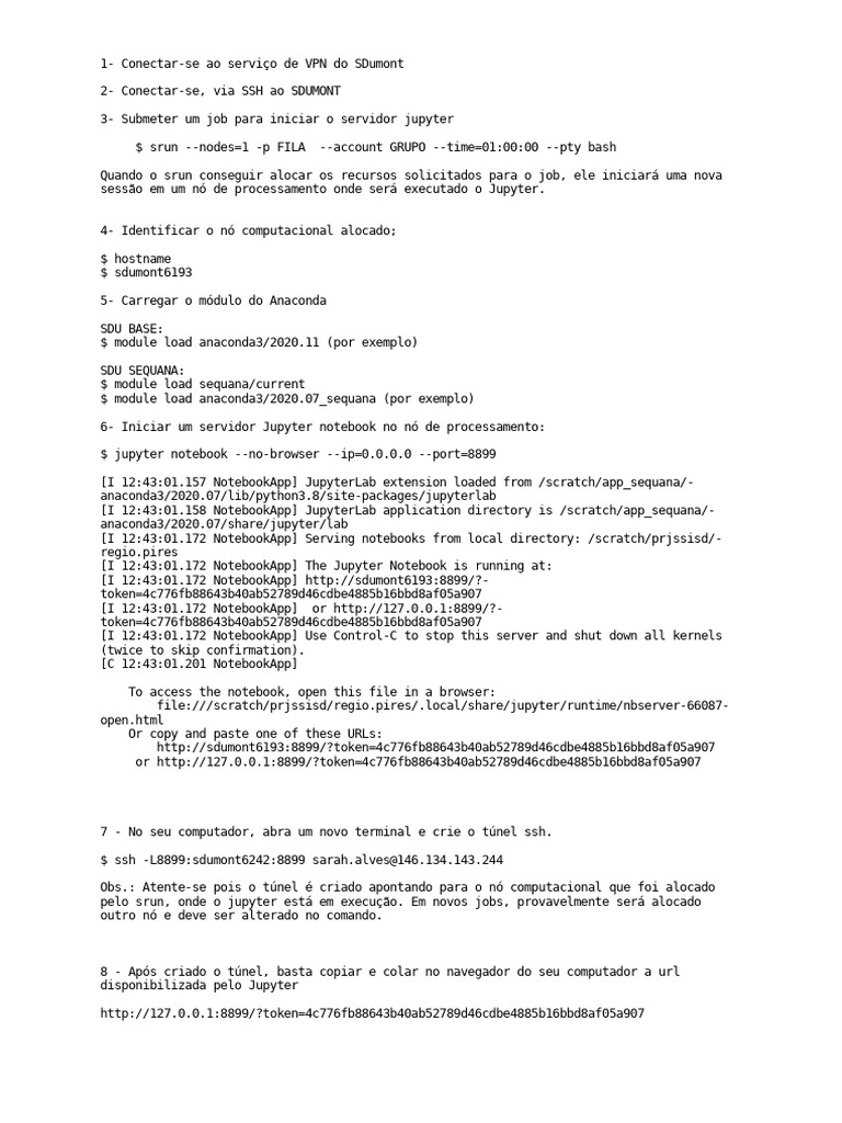 Conexão e Uso do Jupyter no SDumont | PDF | Software de sistema ...