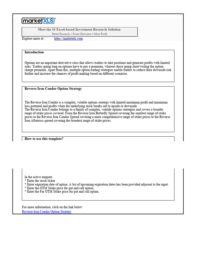 Reverse Iron Condor Spread1023 PDF Option (Finance) Business