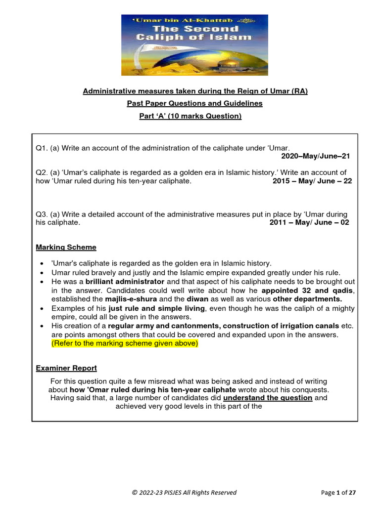 Administrative Reforms of Caliph Umar | PDF | Umar | Caliphate
