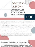 Module V - Lesson 4: Curriculum Evaluation & The Teacher