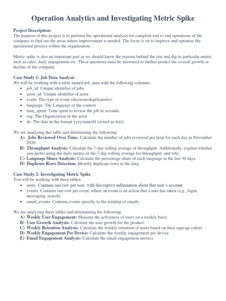 Operational Analysis & Metric Spike Insights | PDF | Chromebook ...